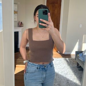 Brown crop top from a boutique in Charlottesville, Size S
